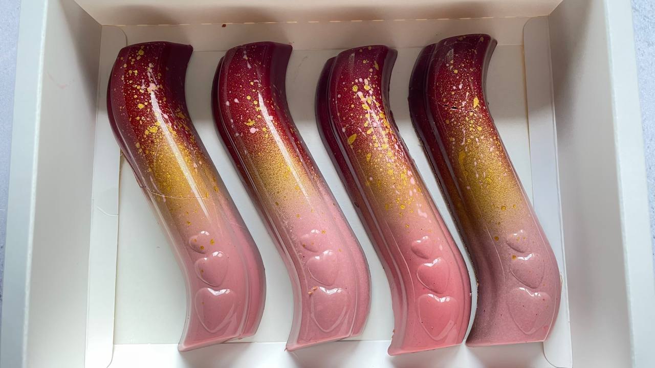Barrette di cioccolato sfumate in confezione